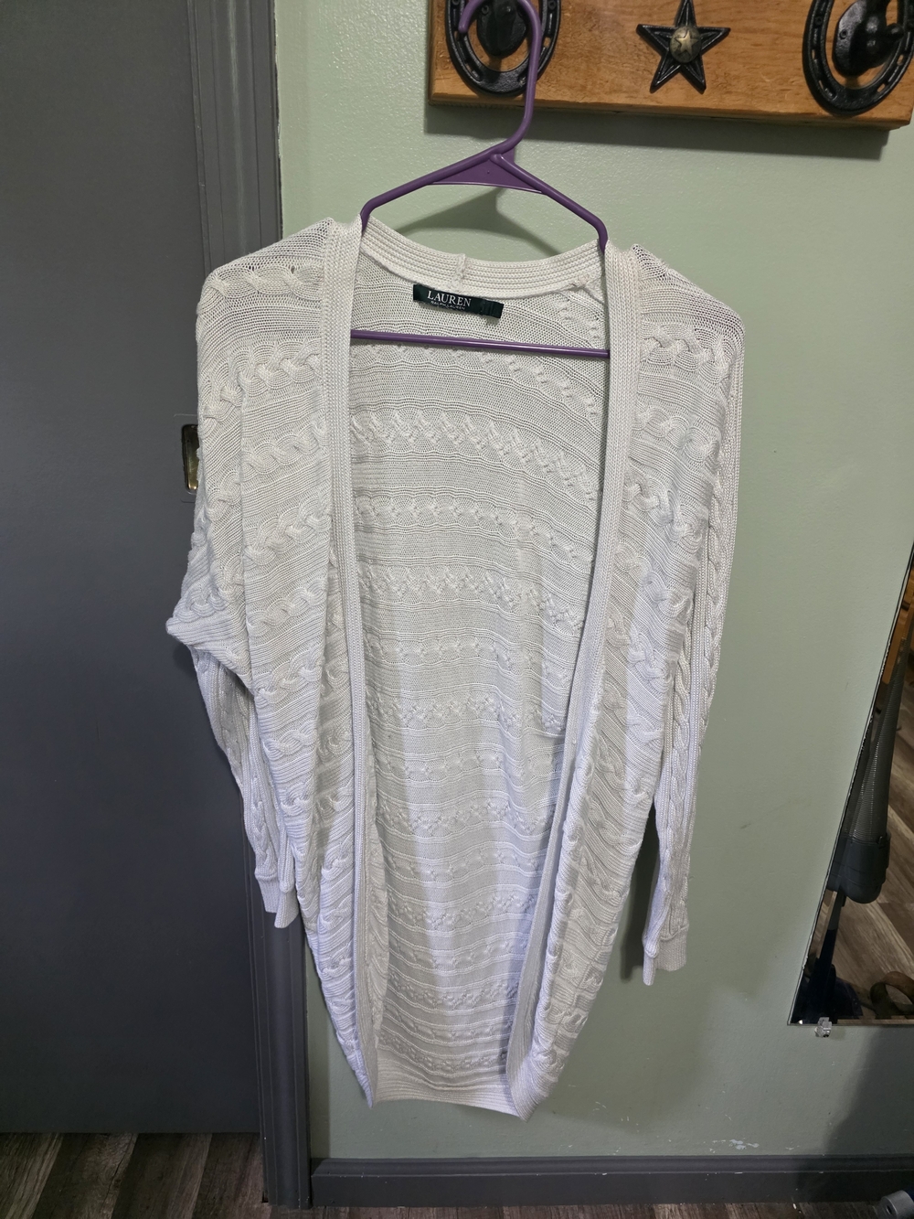 Lauren Ralph Lauren Women's Open-Front Knit Cardigan in Light Cream/white
